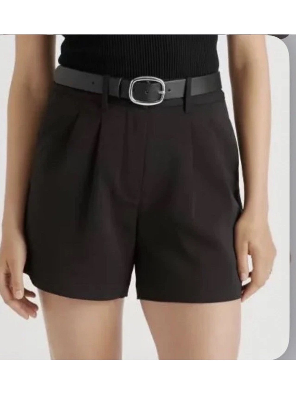 Quince Stretch Crepe Pleated Shorts Women’s Size 2 Black Tailored